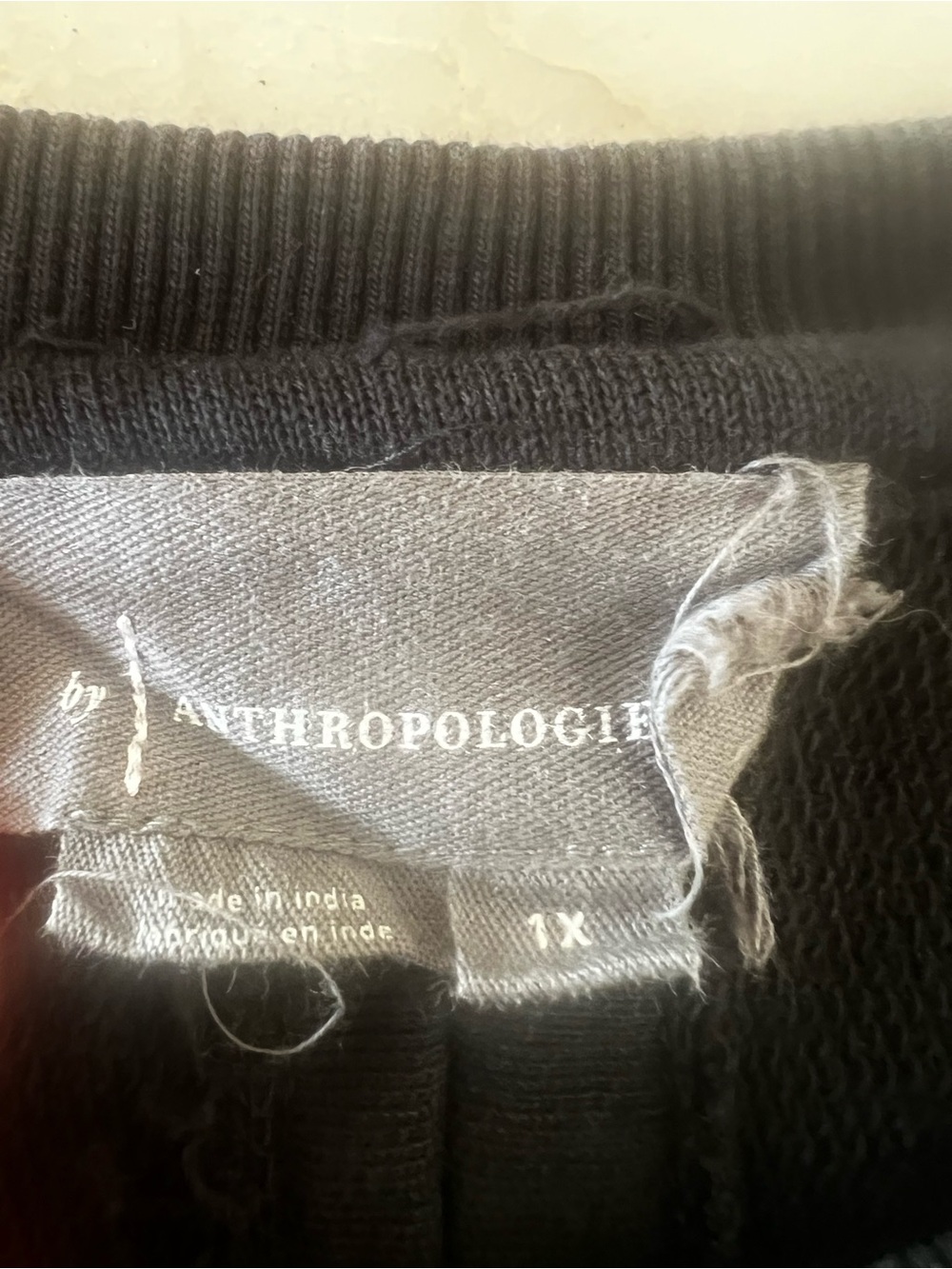 Anthropologie Black Pullover Sweatshirt with Dotted Tulle Hem - Picture 7 of 10